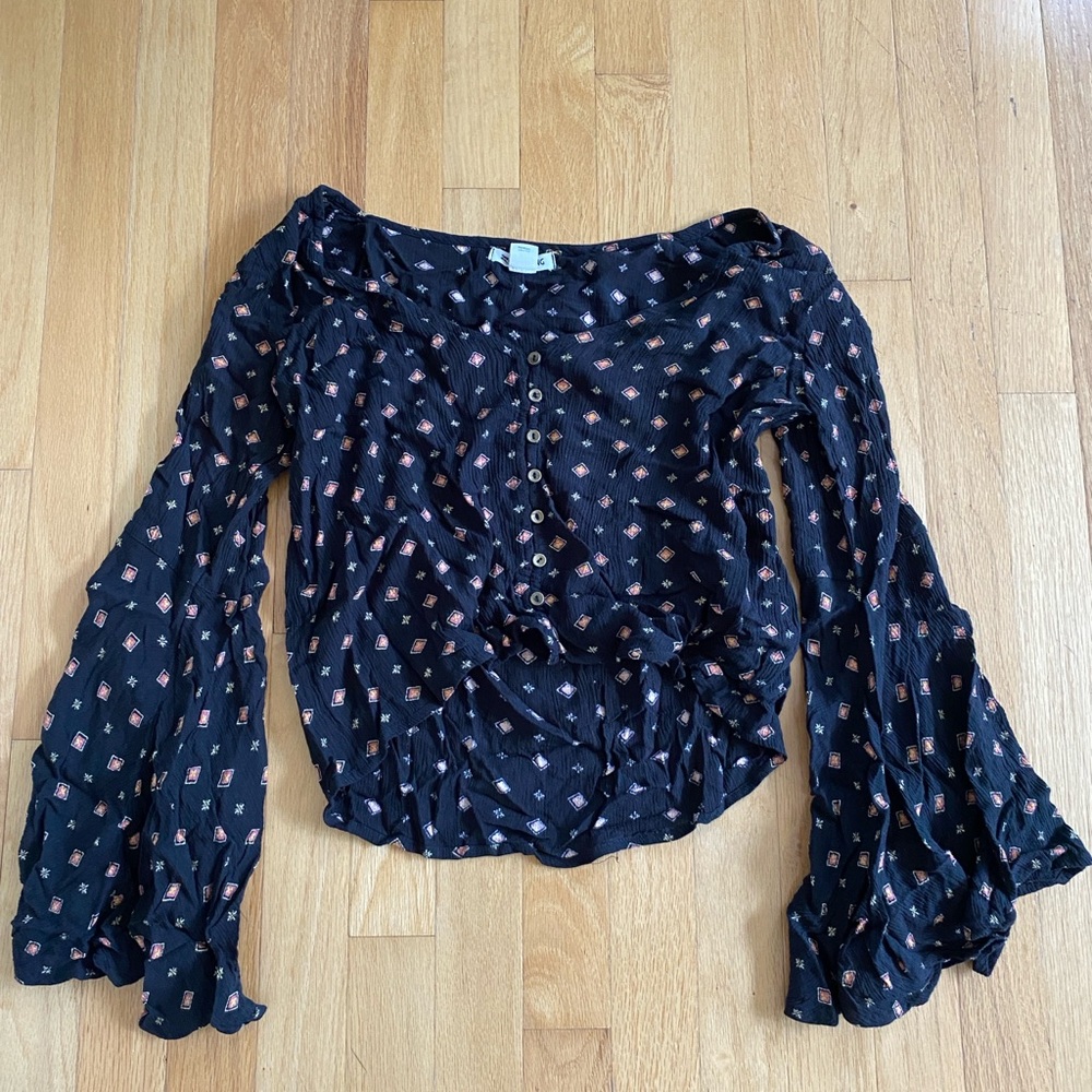 Billabong Black Flowy Top Medium